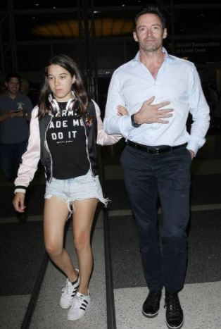 Ava Eliot Jackman with her dad, Hugh Jackman.
